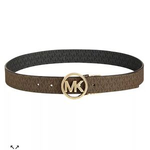 Michael Kors Reversible Signature Logo Buckle Belt Brown/Gold Logo 32”
